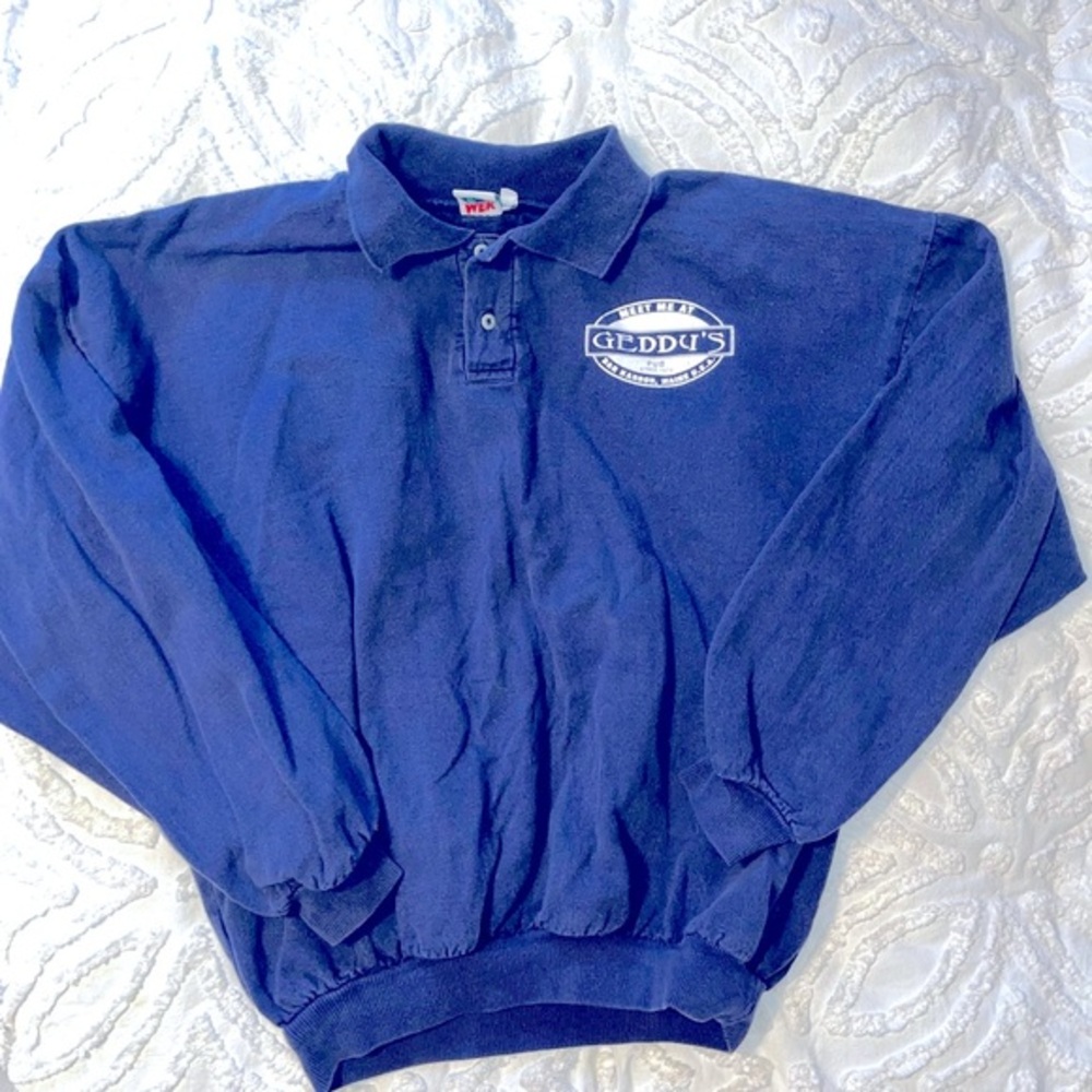 Vintage Boxy Oversized Geddy’s Pub Bar Harbor Maine Long Sleeve Polo Thick